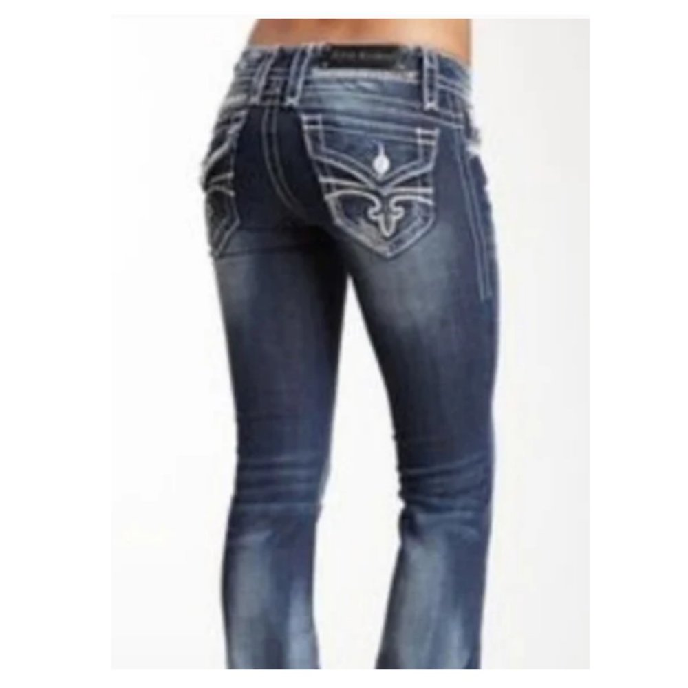 NWOT Rock Revival Women's Dark Wash Stephanie Boot Cut Jeans Size 27